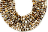 Dzi Beads Dark Brown Single Band Faceted Round Beads. A Quality Full Strand 4mm, or 6mm.