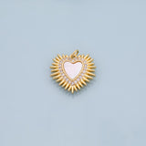 Sunburst Heart charm with mother of pearl face 18k gold filled bracelet charm necklace pendant minimalist charms cz pave
