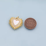Sunburst Heart charm with mother of pearl face 18k gold filled bracelet charm necklace pendant minimalist charms cz pave