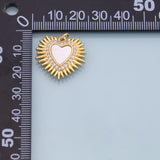 Sunburst Heart charm with mother of pearl face 18k gold filled bracelet charm necklace pendant minimalist charms cz pave