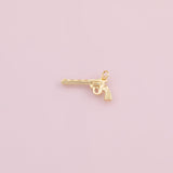 Gun Pistol charm 18k Gold Filled charm bar charms for bracelets and necklaces minimalist cz pave silver for jewelry making diy