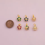 Colorful Flower clover charm 18k Gold Filled charm bar charms for bracelets and necklaces minimalist cz pave silver for jewelry making diy
