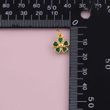 Colorful Flower clover charm 18k Gold Filled charm bar charms for bracelets and necklaces minimalist cz pave silver for jewelry making diy