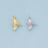 Flying Crane Charm Bird Charm 18K Gold Filled Charm for Charm Bar Bracelets and Necklaces Charms Gold Filled Charms Minimalist CZ