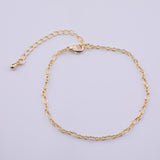 18K Gold Filled Charm Bar Bracelet Sun Burst Star Burst Figaro Italian 2.5mm