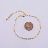 18K Gold Filled Charm Bar Bracelet Sun Burst Star Burst Figaro Italian 2.5mm