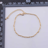 18K Gold Filled Charm Bar Bracelet Sun Burst Star Burst Figaro Italian 2.5mm