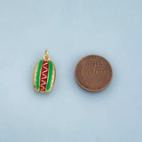 Hotdog food charm enamel charm 18K Gold Filled for Charm Bar Bracelets and Necklaces Charms