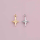 North Star charm 18k Gold Filled charm bar charms for bracelets and necklaces minimalist cz pave silver for jewelry making diy