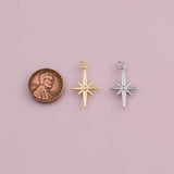 North Star charm 18k Gold Filled charm bar charms for bracelets and necklaces minimalist cz pave silver for jewelry making diy