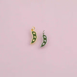Snow peas snowpeas green beans vegetable fruit charm 18k Gold Filled charm bar charms for bracelets and necklaces minimalist cz pave silver