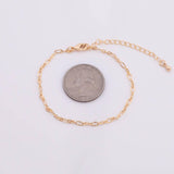 18k Sunburst Bracelet Figaro Italian Gold Filled Charm Bar Bracelet Off