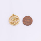 Beach Scene Charm 21mm 18k Gold Filled for Charm Bar Bracelets and Necklaces Gold Silver Pave CZ Minimalist Charms