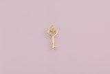 Key charm 18k Gold Filled charm bar charms for bracelets and necklaces minimalist cz pave silver for jewelry making diy
