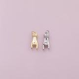 Hand sign rock peace charm 18k Gold Filled charm bar charms for bracelets and necklaces minimalist cz pave silver for jewelry making diy