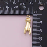 Hand sign rock peace charm 18k Gold Filled charm bar charms for bracelets and necklaces minimalist cz pave silver for jewelry making diy