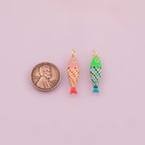 Colorful Enamel Fish charm 18k Gold Filled charm bar charms for bracelets and necklaces minimalist cz pave silver for jewelry making diy