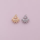 Evil eye sun burst lashes charm 18k Gold Filled charm bar charms for bracelets and necklaces minimalist cz pave silver for jewelry making