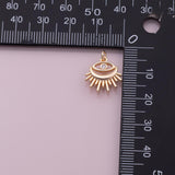 Evil eye sun burst lashes charm 18k Gold Filled charm bar charms for bracelets and necklaces minimalist cz pave silver for jewelry making