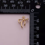 Bow Ribbon charm 18k Gold Filled charm bar charms for bracelets and necklaces minimalist cz pave silver for jewelry making diy