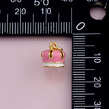 Enamel crown charm 18k Gold Filled charm bar charms for bracelets and necklaces minimalist cz pave silver for jewelry making diy