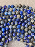 Natural Lapis Beads - No dye, High B Quality in Round, 2mm, 3mm, 4mm, 6mm, 8mm, 10mm, 12mm -Full Strand 15.5 inch Strand Smooth