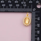Mary saint oval charm 18k Gold Filled charm bar charms for bracelets and necklaces minimalist cz pave silver for jewelry making diy