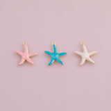 Starfish star fish charm enamel ocean beach summer charm 18k Gold Filled charm bar charms for bracelets and necklaces cz pave silver