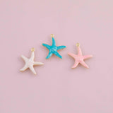 Starfish star fish charm enamel ocean beach summer charm 18k Gold Filled charm bar charms for bracelets and necklaces cz pave silver