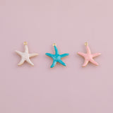 Starfish star fish charm enamel ocean beach summer charm 18k Gold Filled charm bar charms for bracelets and necklaces cz pave silver