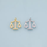 Scale of justice libra charm 18k Gold Filled Charm Bar Bracelets and Necklaces Silver Pave CZ Minimalist Charms