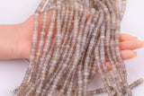 Natural Gray Agate Beads 6mm Roundel Rondelle Translucent Beads 15.5" Strand Smooth