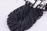 Natural Black Spinel Beads Diamond Cut Round 2mm 3mm Beads 15.5" Strands