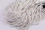 Silver Hematite Cube Beads 3mm 4mm Very Nice Color Beads 15.5" Strands