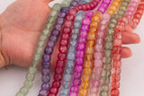 Fire Quartz Beads 10mmBarrel Roundel Shaped Smooth Beads 15.5" Strands Fuchsia Hot Pink Green Red Orange Yellow Blue Purple Cracked Quartz