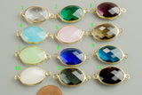 Gold Bezel Crystal Oval Connector 14X18MM 2 pcs per order