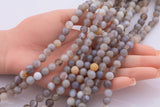 8mm Natural Striped Gray Agate Beads Faceted Round 15.5" Untreated Loose Beads 8mm
