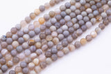 8mm 10mm Natural Striped Gray Agate Beads Smooth Round 15.5" Untreated Loose Beads 8mm