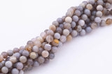 8mm 10mm Natural Striped Gray Agate Beads Smooth Round 15.5" Untreated Loose Beads 8mm