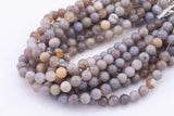 8mm 10mm Natural Striped Gray Agate Beads Smooth Round 15.5" Untreated Loose Beads 8mm