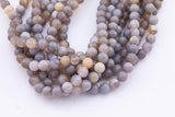 8mm 10mm Natural Striped Gray Agate Beads Smooth Round 15.5" Untreated Loose Beads 8mm