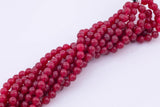 6mm 8mm Maroon Jade Beads Smooth Round 15.5" Loose Beads Dyed Jade
