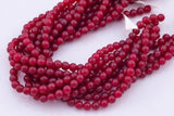 6mm 8mm Maroon Jade Beads Smooth Round 15.5" Loose Beads Dyed Jade