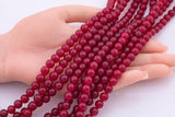 6mm 8mm Maroon Jade Beads Smooth Round 15.5" Loose Beads Dyed Jade