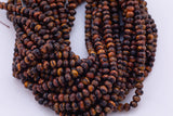 Diamond Cut Tiger's Eye Faceted Roundel Beads 8mm Smooth Round 15.5" Loose Beads Natural Untreated