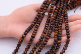 Diamond Cut Tiger's Eye Faceted Roundel Beads 8mm Smooth Round 15.5" Loose Beads Natural Untreated