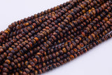 Diamond Cut Tiger's Eye Faceted Roundel Beads 8mm Smooth Round 15.5" Loose Beads Natural Untreated