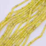 Yellow Olive Jade Beads 4mm Heishi Roundel Smooth Round 15.5" Loose Beads Natural Untreated