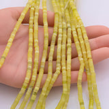 Yellow Olive Jade Beads 4mm Heishi Roundel Smooth Round 15.5" Loose Beads Natural Untreated