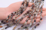 Natural Green Phantom Quartz Freeform Nugget Beads about 7-8mm Heishi Roundel Smooth Round 15.5" Loose Beads Natural Untreated